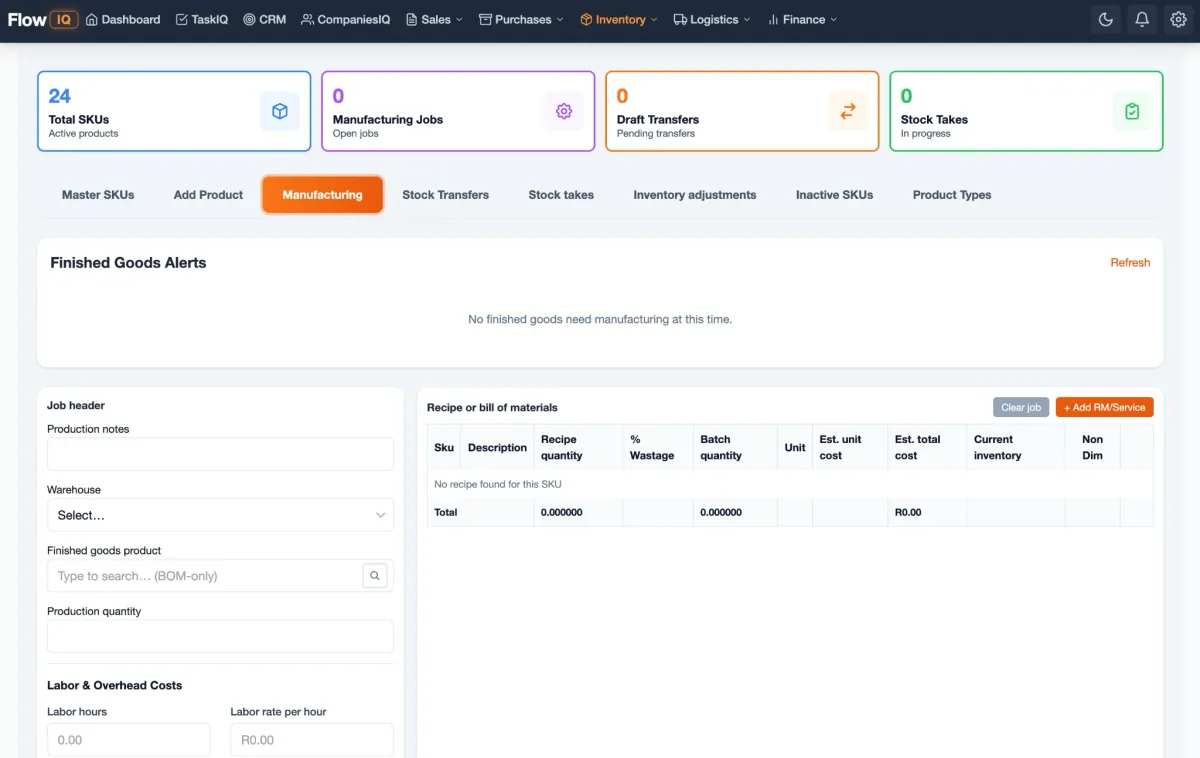 Manufacturing screenshot