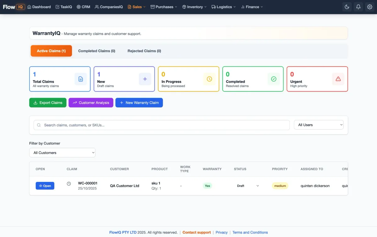 WarrantyIQ screenshot